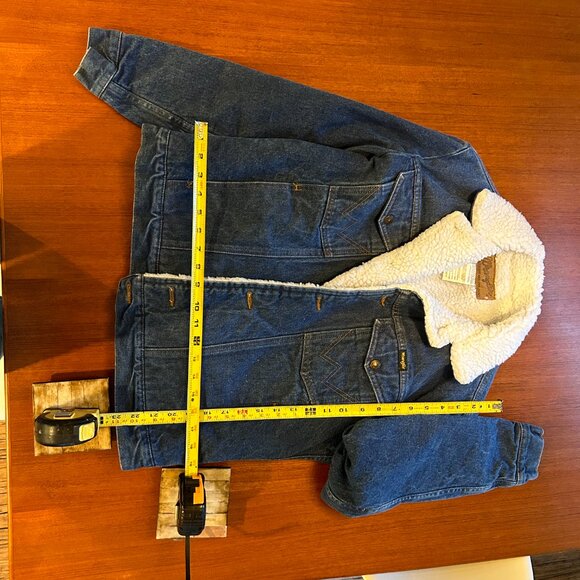 Vintage Wrangler Jeans Jacket w/ Sherpa Lining, Sz S/CH/P - Picture 2 of 5